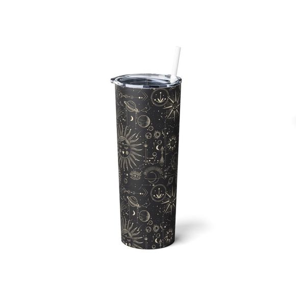 Boho Celestial Moon and Planets 20oz Tumbler With Metal Straw - Picture 3 of 7